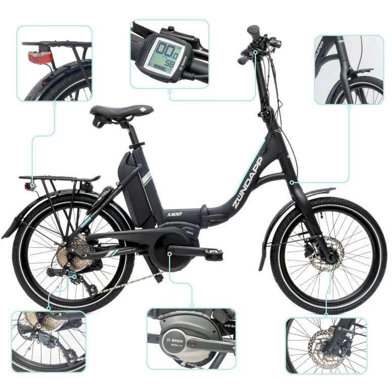 Rower Elektryczny Męski Damski Składany 20 SHIMANO Sora Składak 250 W BOSCH