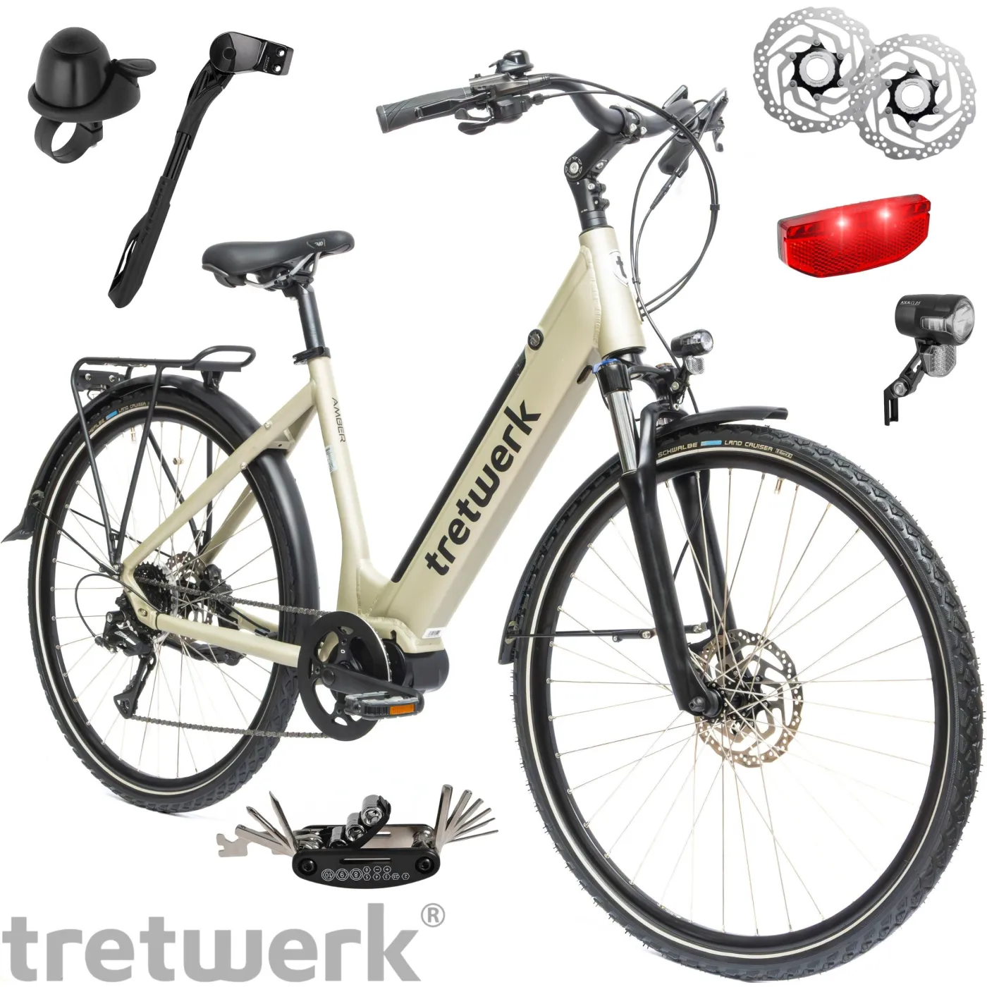 Rower Elektryczny Damski Miejski 28" SHIMANO Hydraulika 250 W LCD Bagażnik