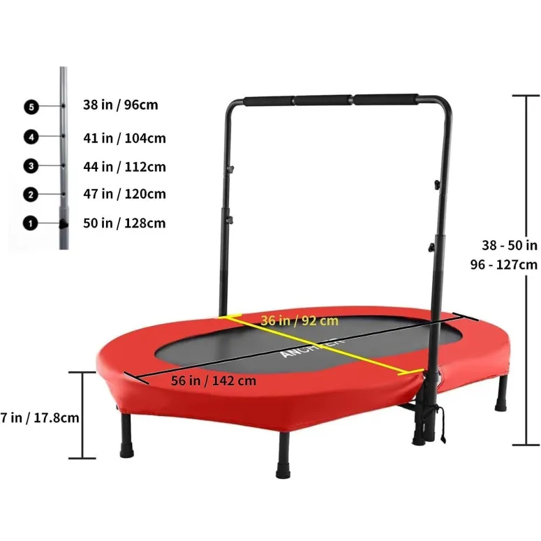 Trampolina Podwójna ANCHEER z Uchwytem 2-osobowa Składana dla Dzieci 100kg