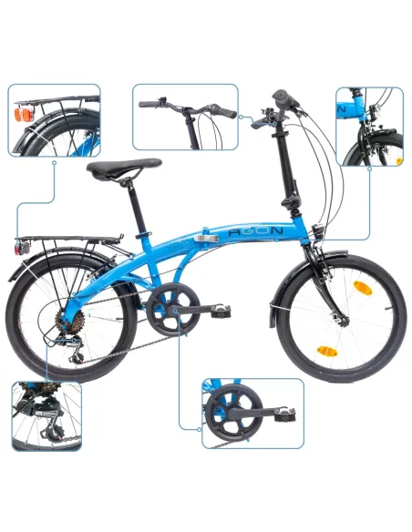 Rower Damski Męski Składany 20" SHIMANO Składak Oświetlenie Dynamo Bagażnik