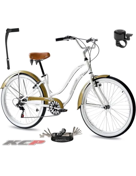 Rower Miejski Damski 26 Beach Cruiser Odblaski Dzwonek Stopka Retro Revo