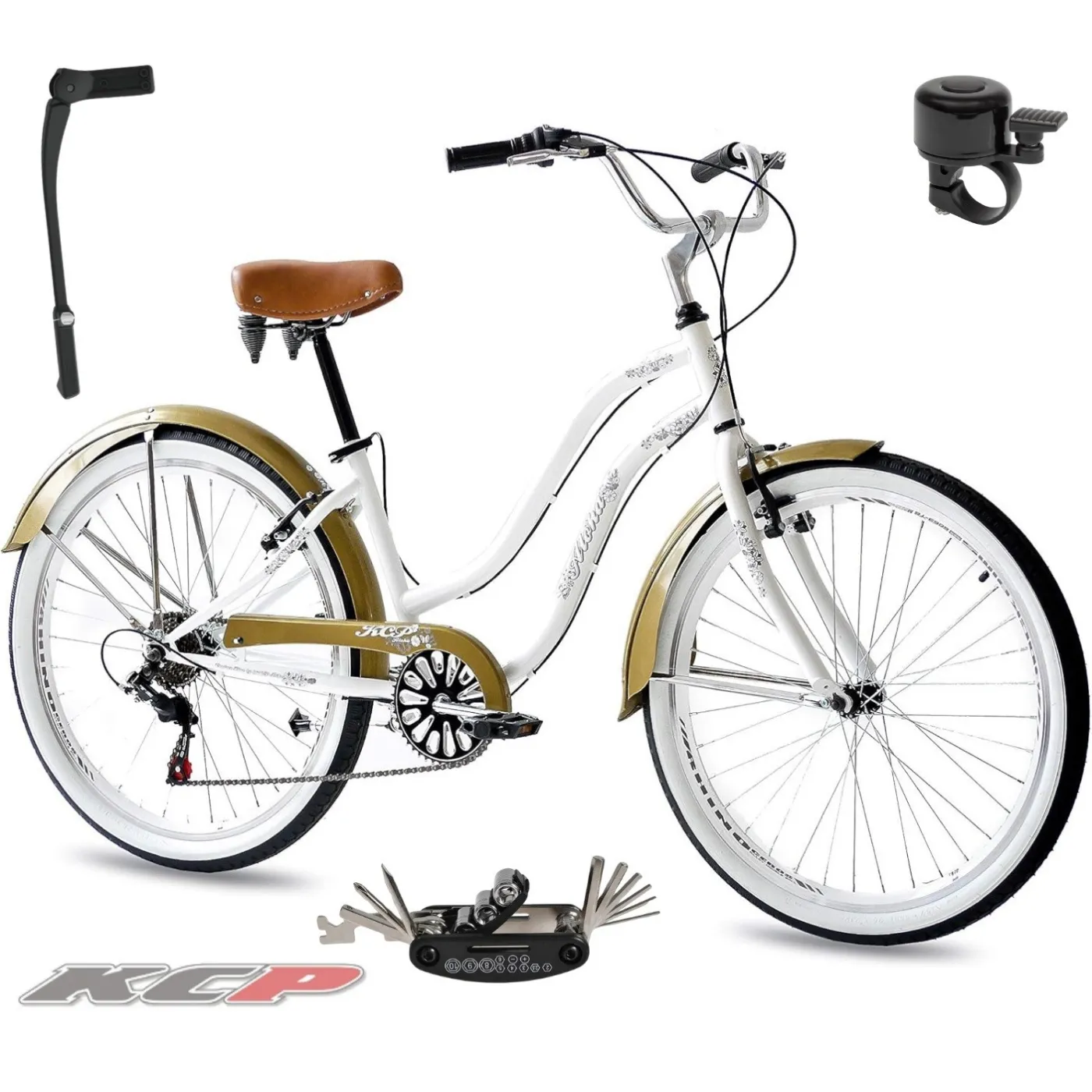 Rower Damski Miejski Koła 26" Odblaski Dzwonek SHIMANO Błotniki Stopka