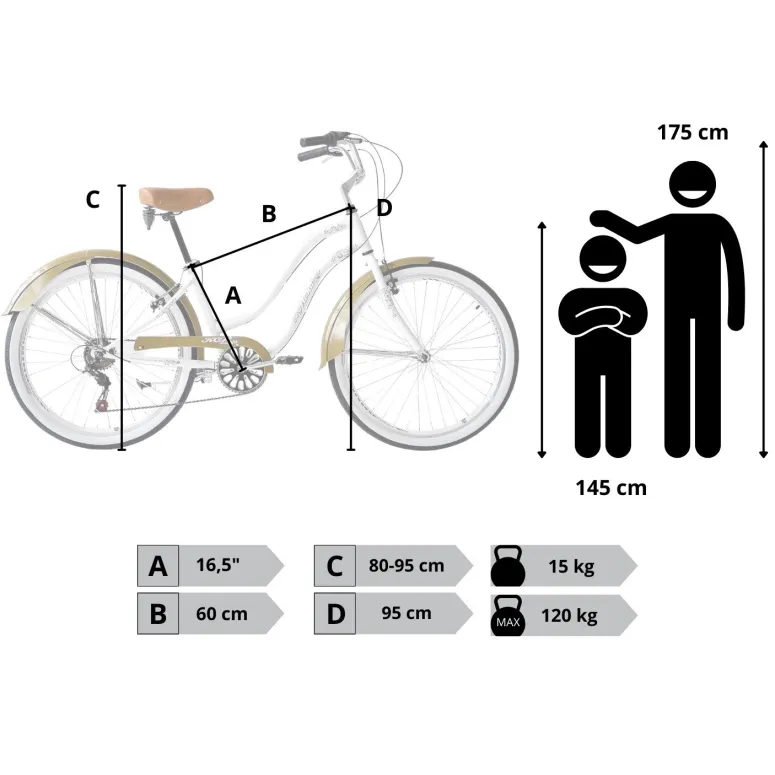 Rower Miejski Damski 26 Beach Cruiser Odblaski Dzwonek Stopka Retro Revo