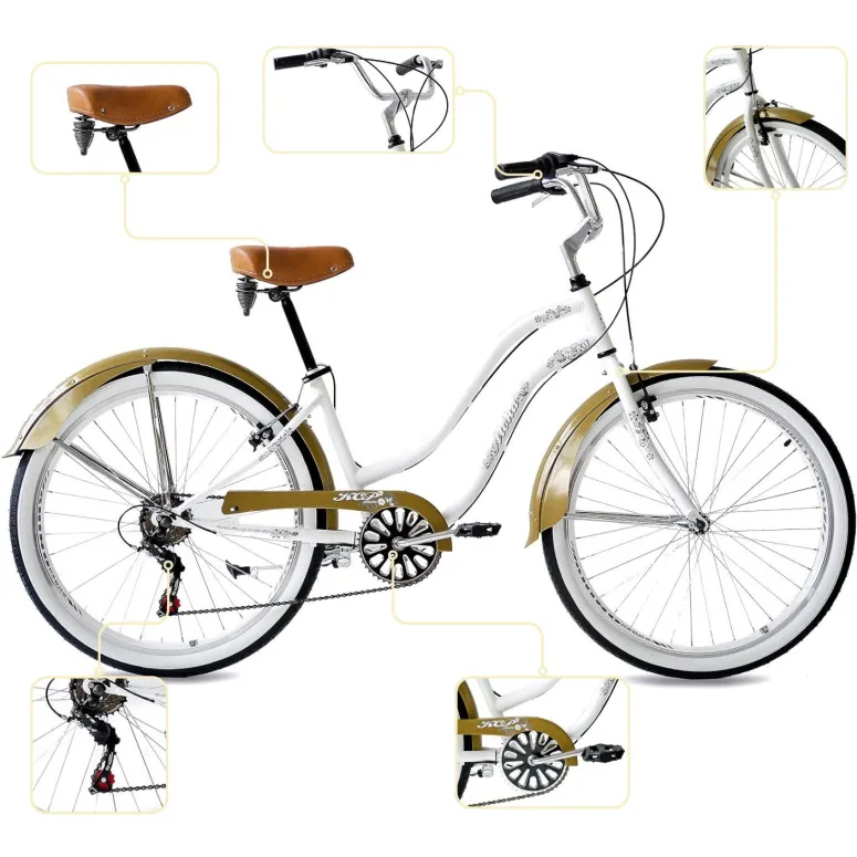 Rower Damski Miejski Koła 26" Odblaski Dzwonek SHIMANO Błotniki Stopka