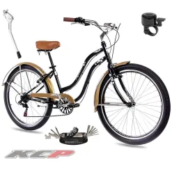 Rower Miejski Damski 26 Beach Cruiser Odblaski Dzwonek Retro Revo Stopka