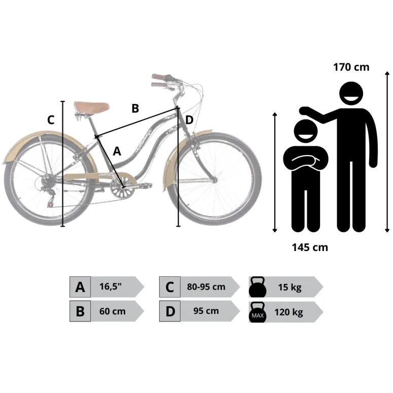 Rower Miejski Damski 26 Beach Cruiser Odblaski Dzwonek Retro Revo Stopka