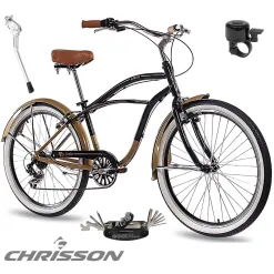 Rower Miejski 26 Damski Męski Aluminium Beach Cruiser Retro Stopka Dzwonek