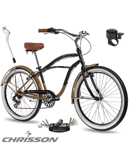 Rower Miejski 26 Damski Męski Aluminium Beach Cruiser Retro Stopka Dzwonek