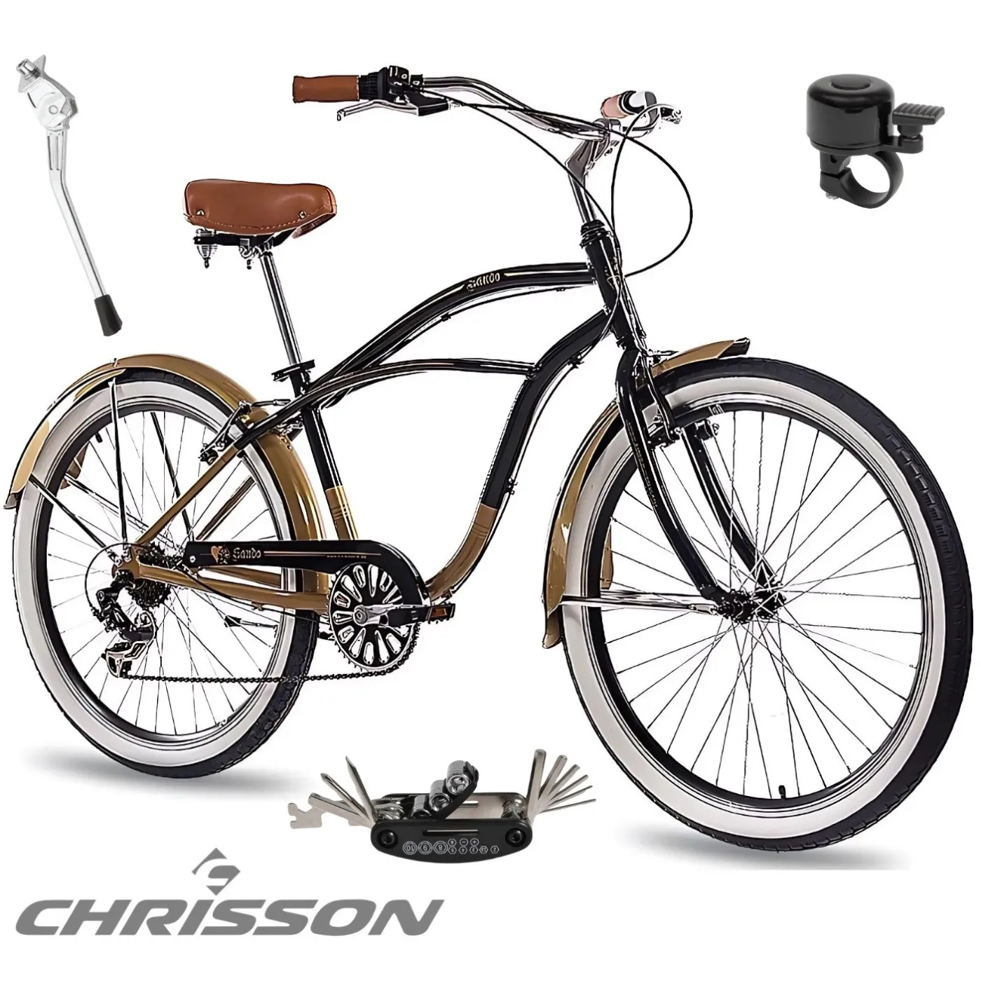 Rower Miejski 26 Damski Męski Aluminium Beach Cruiser Retro Stopka Dzwonek