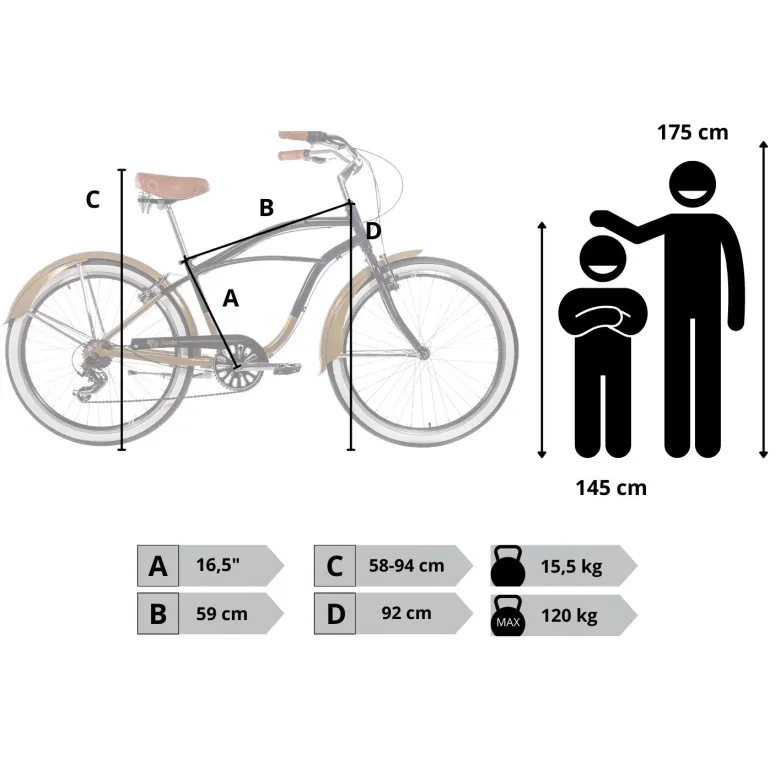 Rower Miejski 26 Damski Męski Aluminium Beach Cruiser Retro Stopka Dzwonek