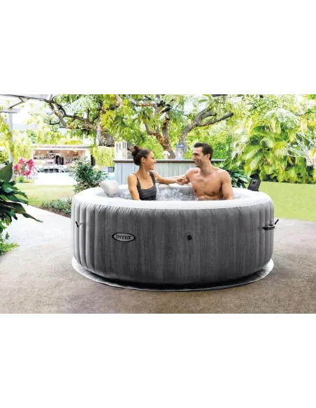Basen Dmuchany Z Hydromasażem Intex Greywood Zestaw 140 Dysz 4 Osoby 196 cm