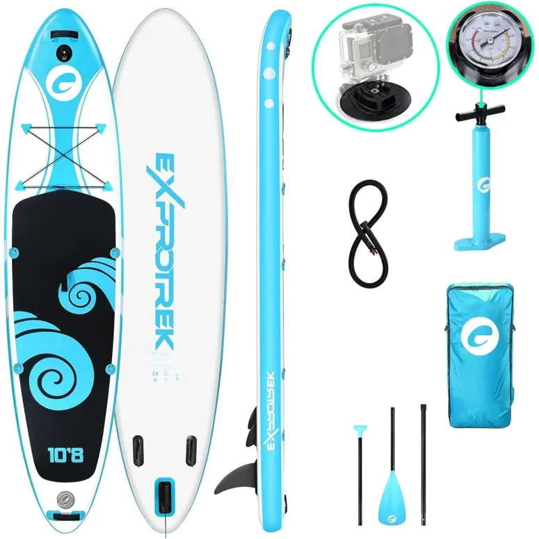 Deska SUP Pompowana Exprotrek Zestaw Z Wiosłem Do Pływania Paddle 327 cm