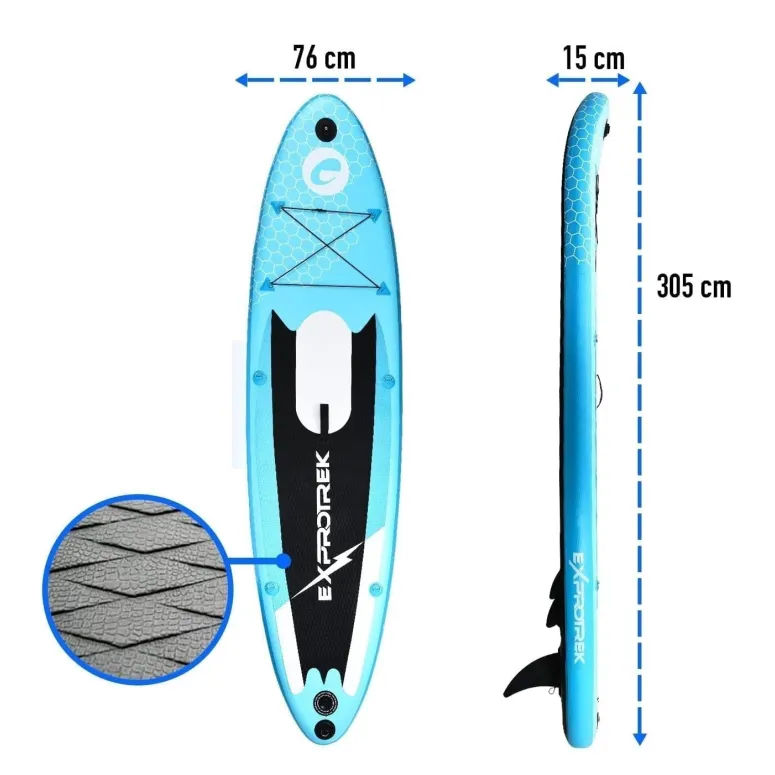 Deska SUP Pompowana Exprotrek Zestaw Paddle Do Pływania Z Wiosłem 305 cm