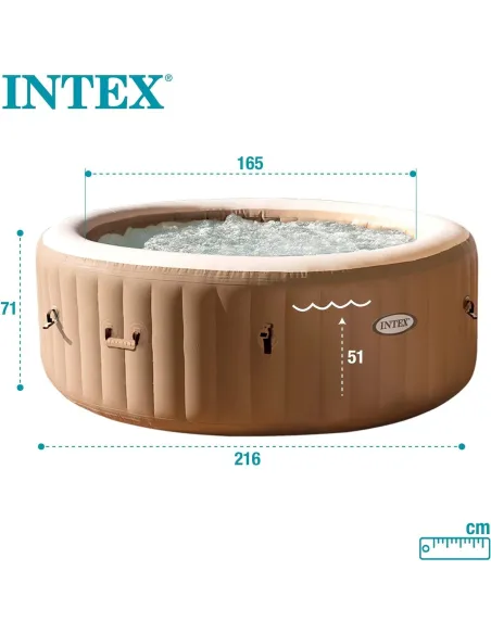 Basen Dmuchany Z Hydromasażem Intex Pure Spa Zestaw 6 Osób 140 Dysz 216 cm