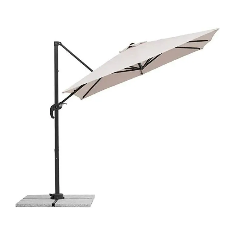 Parasol Ogrodowy Taras Megashopitalia 3x3 Duży Składany Z Wysięgnikiem Beż