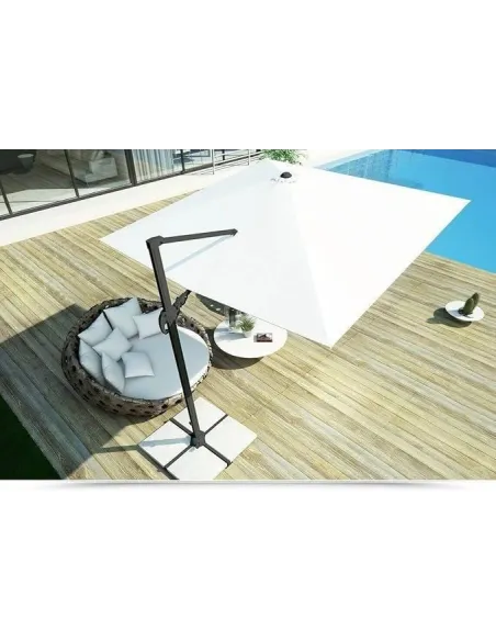 Parasol Ogrodowy Taras Megashopitalia 3x3 Duży Składany Z Wysięgnikiem Beż