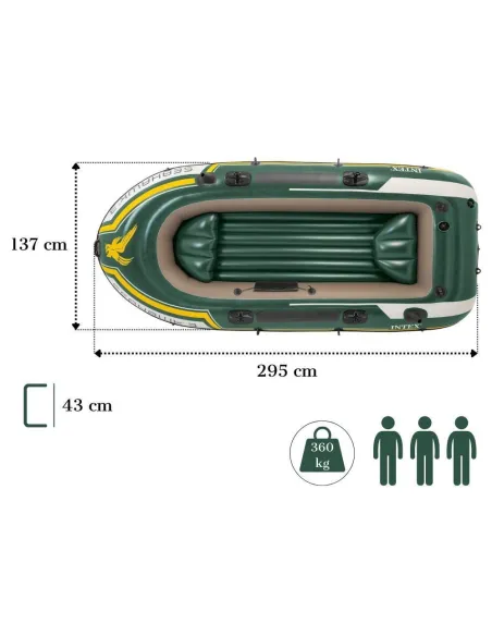 Ponton Trzyosobowy Intex Seahawk 3 295x137x43 cm Wiosła Pompka 3 Komory PVC