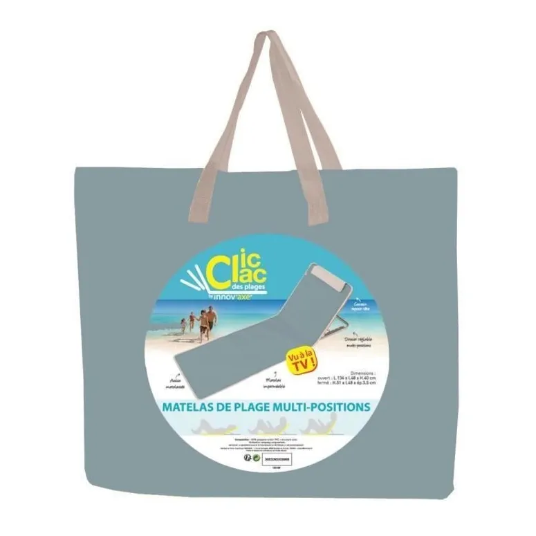 Leżak Plażowy INNOV'AXE Clic Clac Niebieski Składany Z Oparciem Leżanka