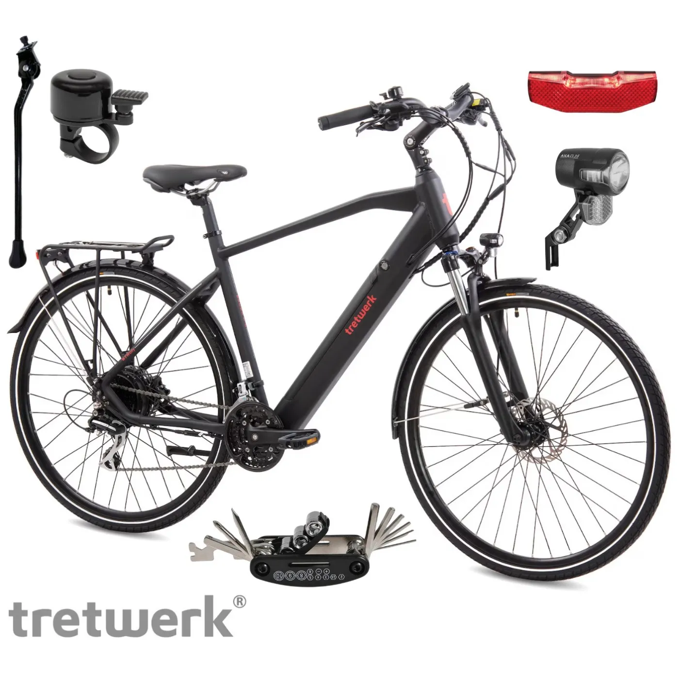 Elektryczny Rower Trekkingowy 28 Alu Wspomaganie 5 Trybów Bagażnik Światła