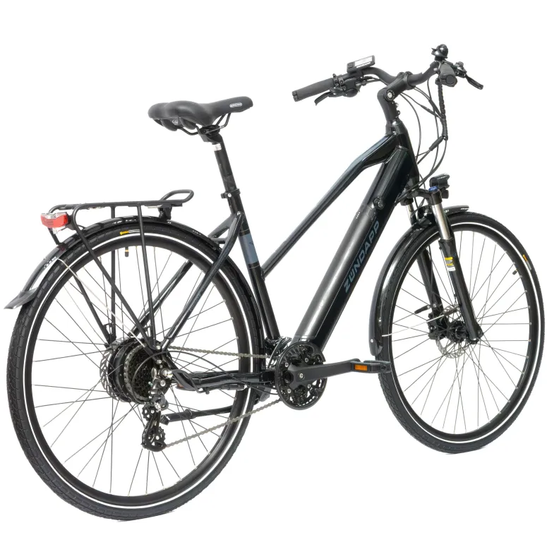 Elektryczny Rower Damski Trekking 28 Alu Światła Wspomaganie Bagaż Dzwonek