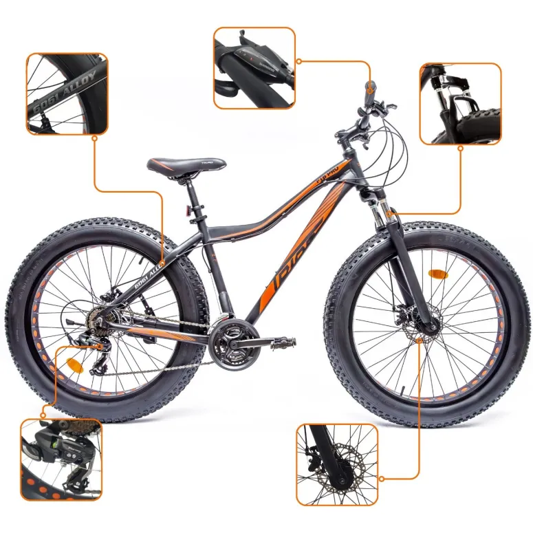 Rower Fatbike Terenowy Shimano Szerokie Opony 26 4,0 Amortyzacja Aluminium