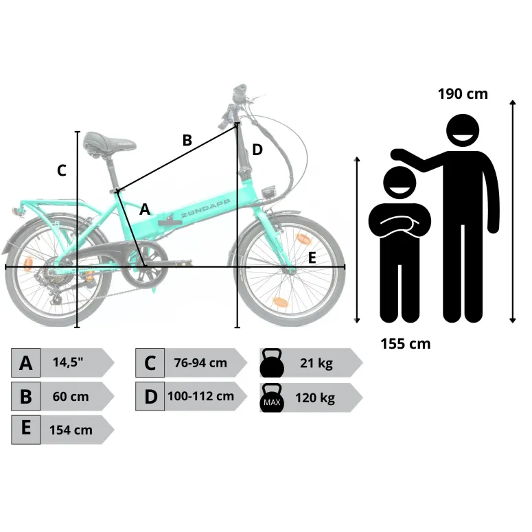 Rower Elektryczny Męski Damski Składany Koła 20" Alu SHIMANO 250 W Bagażnik