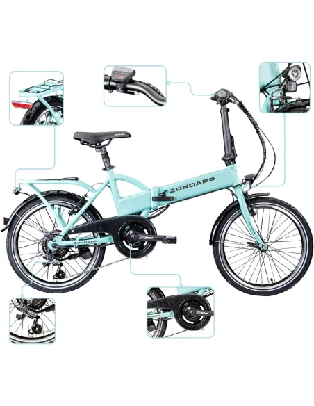 Rower Elektryczny Męski Damski Składany Koła 20" Alu SHIMANO 250 W Bagażnik