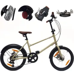 Rower Miejski 20" Uniseks Tarcze Microshift Dzwonek Błotniki Lekki 6-biegów