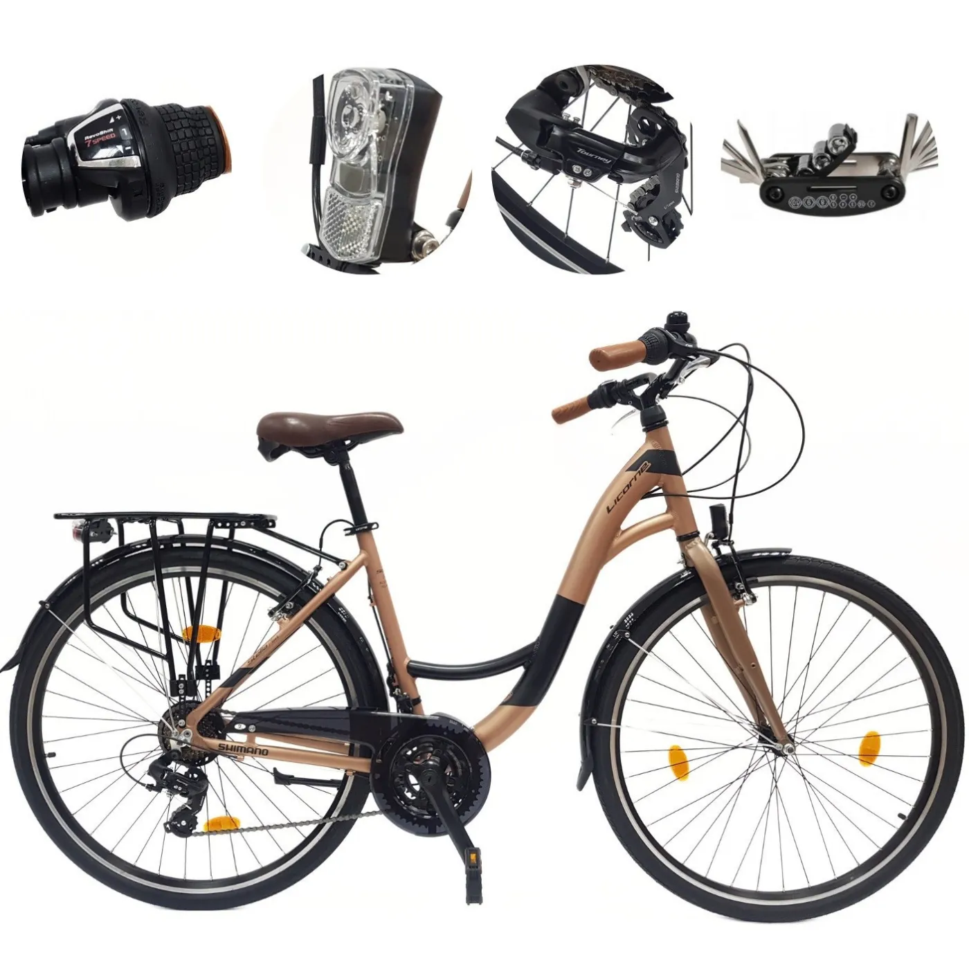 Rower Miejski Uniseks 28" Alu V-brake Shimano Revoshift 21-biegów Światła