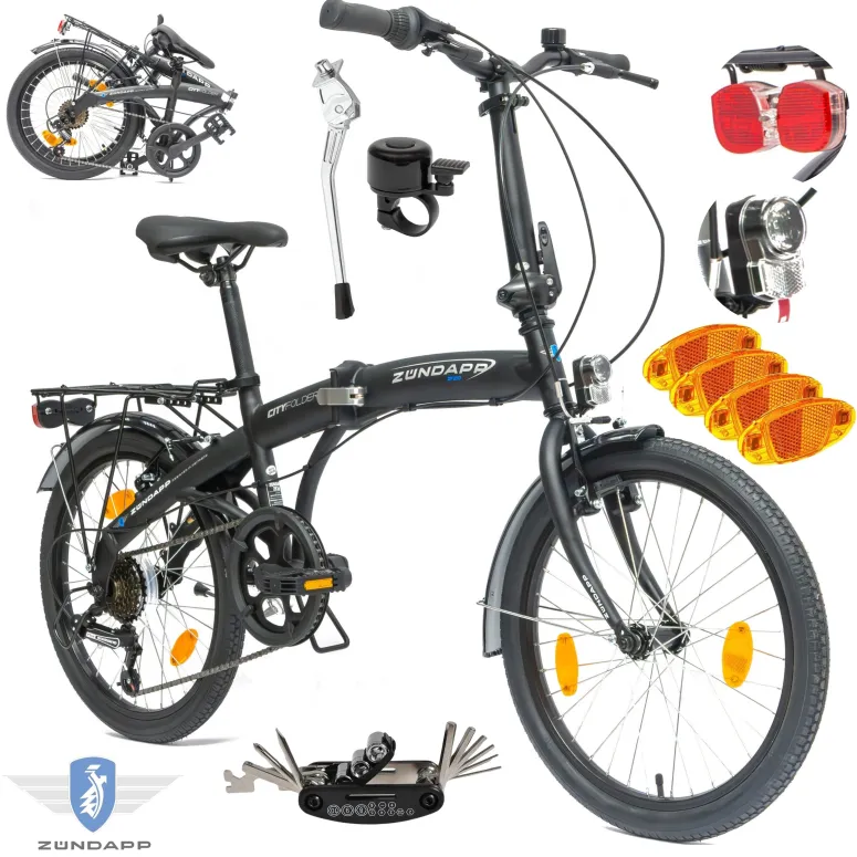 Rower Składany 20 Składak Miejski Bagażnik Męski Damski Oświetlenie Dzwonek