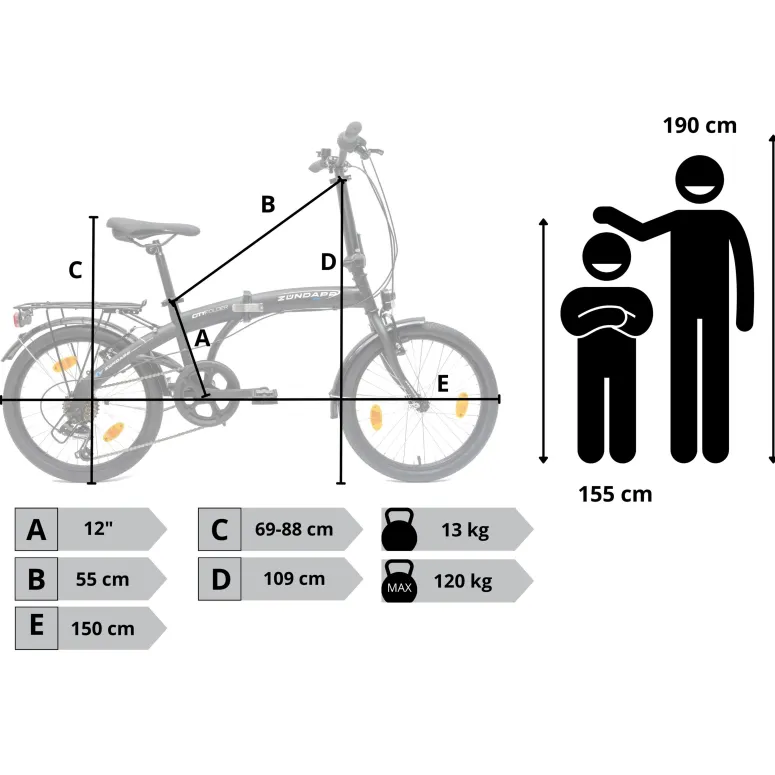 Rower Składany 20 Składak Miejski Bagażnik Męski Damski Oświetlenie Dzwonek