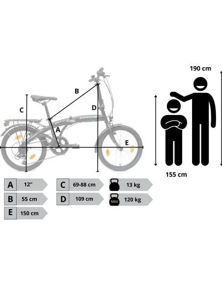 Rower Składany 20 Składak Miejski Bagażnik Męski Damski Oświetlenie Dzwonek