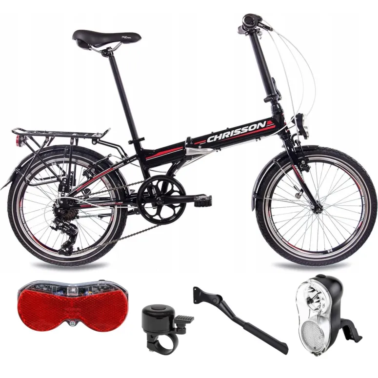 Rower Składany Miejski 20 Składak Aluminium Bagażnik Stopka Oświetlenie