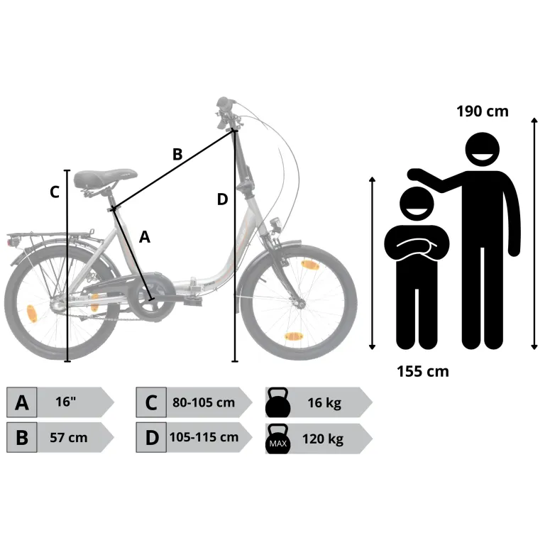 Rower Składany Miejski 20" V-brake Torpedo Nexus Bagażnik Światła Dzwonek