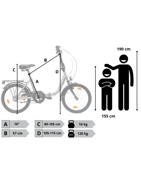 Rower Składany Miejski 20" V-brake Torpedo Nexus Bagażnik Światła Dzwonek