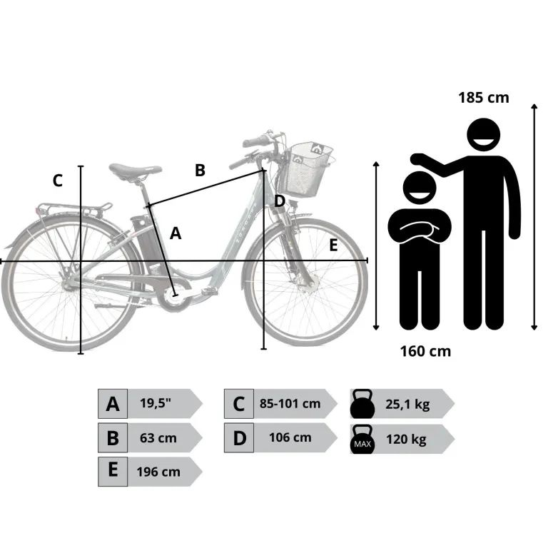 Rower Elektryczny Damski Miejski Koła 28" Shimano Nexus 7 ALU 250 W LCD 