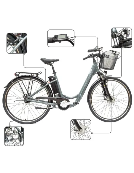 Rower Elektryczny Damski Miejski Koła 28" Shimano Nexus 7 ALU 250 W LCD 