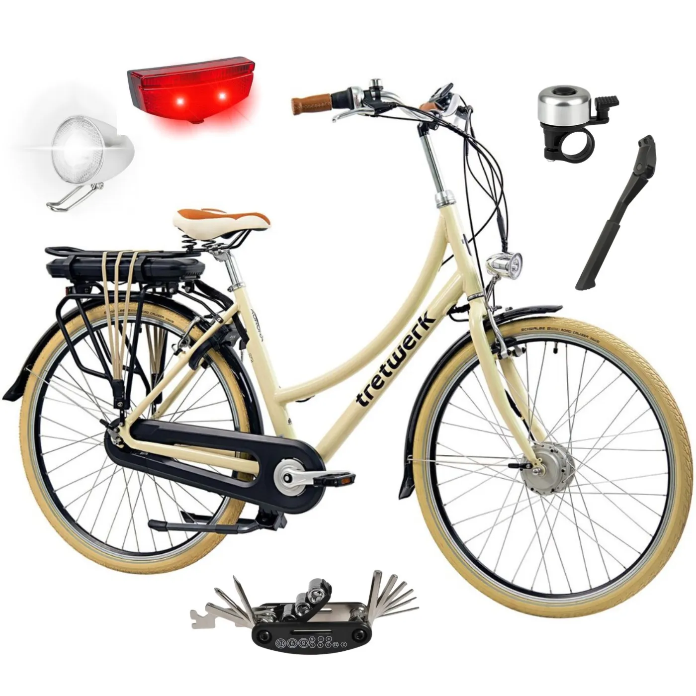 Rower Elektryczny Damski 28 Miejski ALU Shimano NEXUS 7 250W Światła Kontra