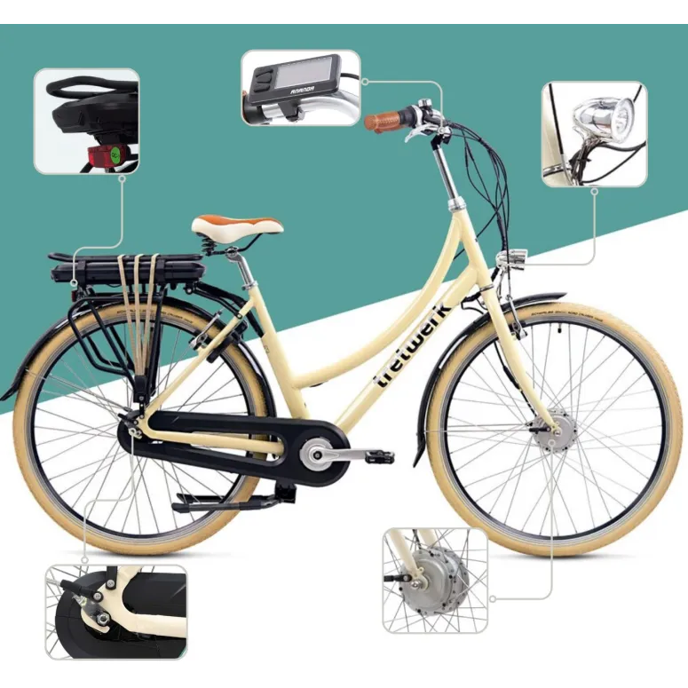 Rower Elektryczny Damski 28 Miejski ALU Shimano NEXUS 7 250W Światła Kontra