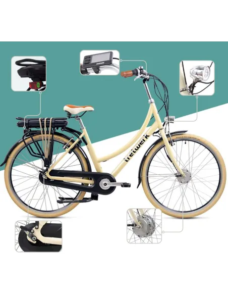 Rower Elektryczny Damski 28 Miejski ALU Shimano NEXUS 7 250W Światła Kontra