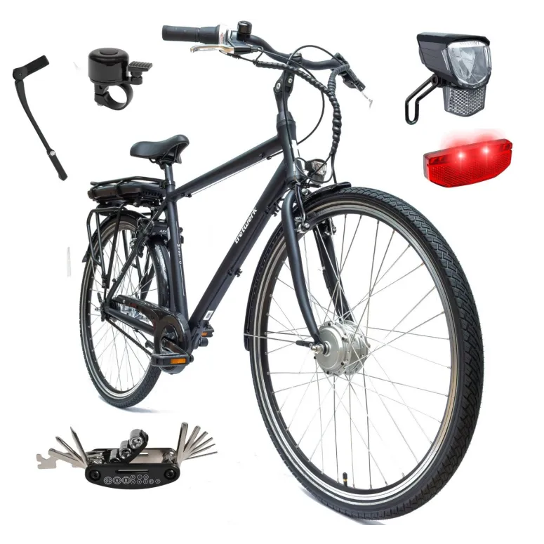 Rower Elektryczny Męski Trekkingowy 28" ALU 250 W Shimano NEXUS 7 Światła