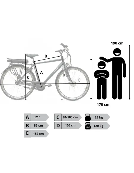 Rower Elektryczny Męski Trekkingowy 28" ALU 250 W Shimano NEXUS 7 Światła