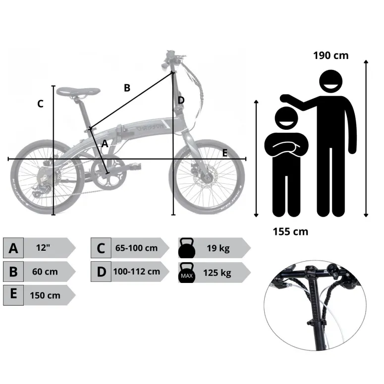 Rower Elektryczny Składany Koła 20" Męski Damski Składak 250 W ALU SHIMANO