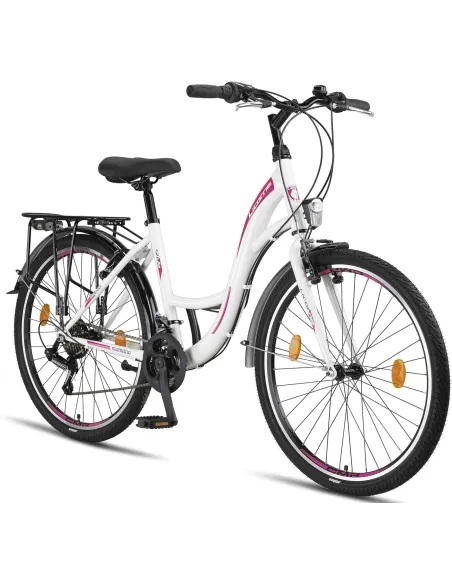 Rower Miejski Damski 26" Stal V-brake 21-biegów Revo Światła Stopka Dzwonek