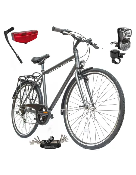 Rower Męski Miejski Koła 28" SHIMANO Bagażnik Błotniki Oświetlenie Lekki