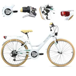 Rower Dziecięcy Miejski 24 Światła Bagaż Dzwonek Stopka Błotniki Dziewczęcy