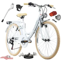 Rower Miejski Dziecięcy 24 Błotnik Bagażnik Dziewczęcy Oświetlenie