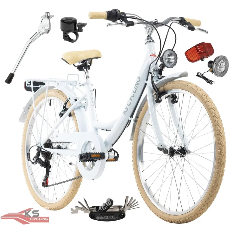 Rower Miejski Dziecięcy 24 Błotnik Bagażnik Dziewczęcy Oświetlenie