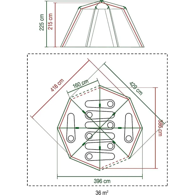 Turystyczny Namiot Rodzinny Coleman Octagon 8 PU PE 8-osobowy Poliester 360