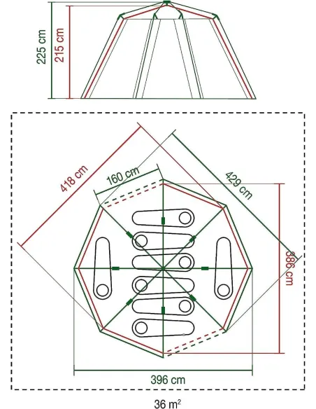 Turystyczny Namiot Rodzinny Coleman Octagon 8 PU PE 8-osobowy Poliester 360